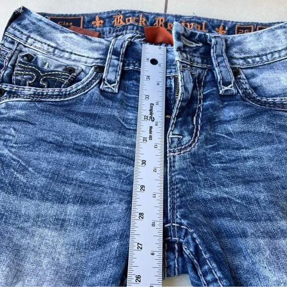 Rock Revival Mid Rise Ankle Skinny Jeans with Embroidered Pockets Women size 26 - Picture 6 of 9